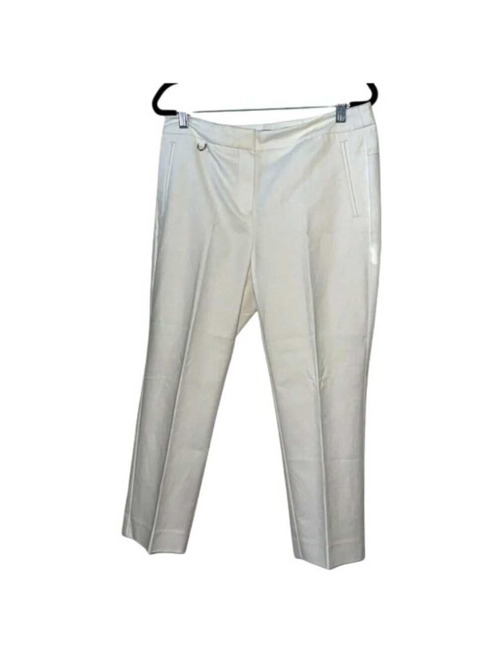 Adrianna Papell Womens White Trousers Size 8 Cotton Blend